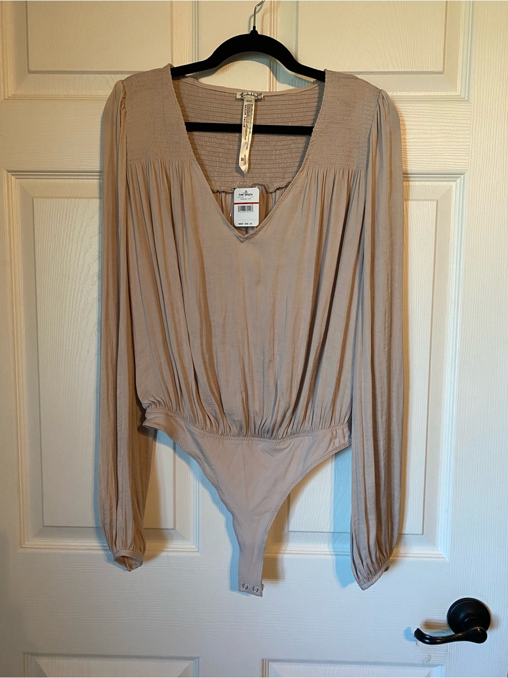 Free People Blush Taupe V-Neck Bodysuit